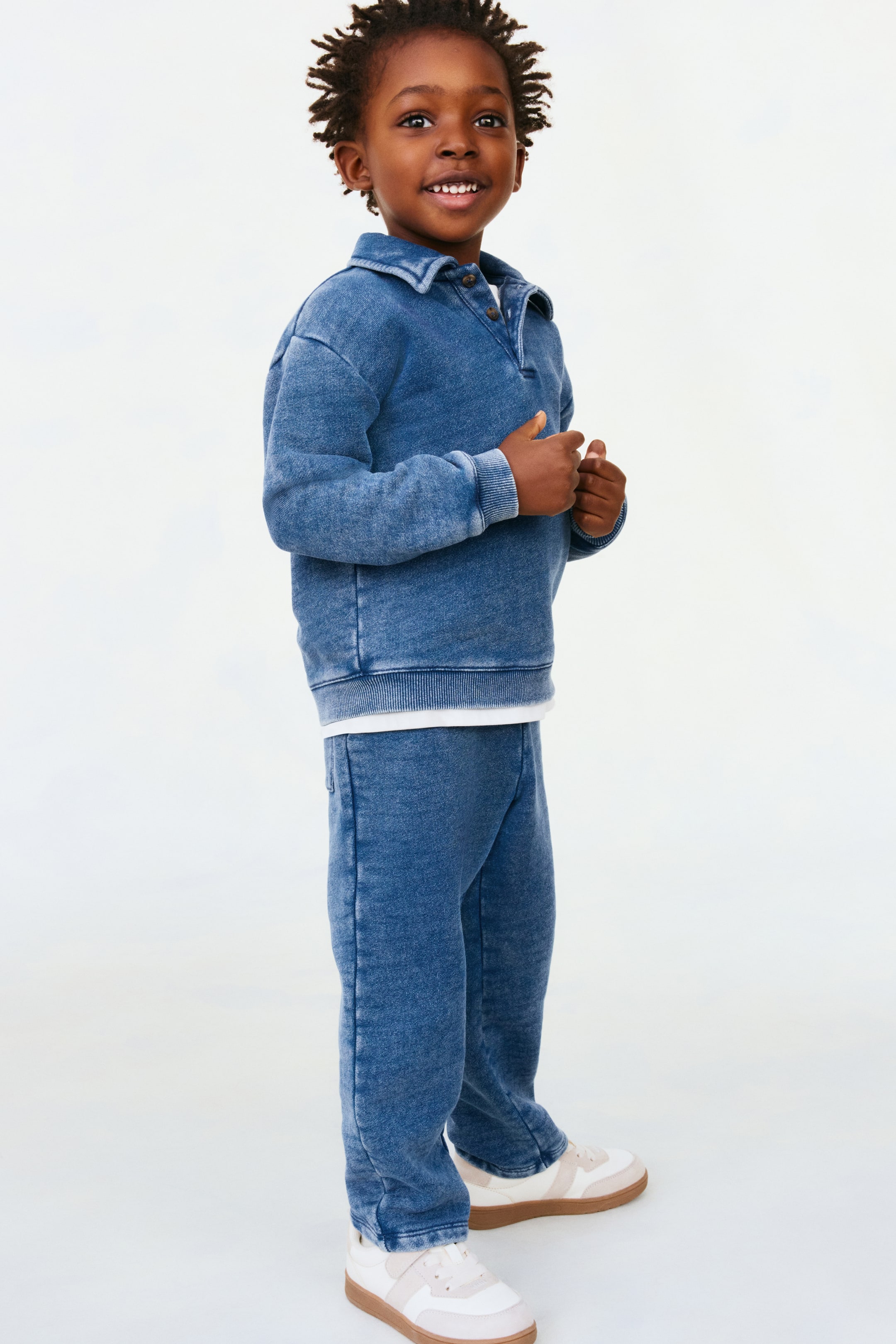 View larger image: Denim Look Cotton Joggers - Dark blue - Kids | H&M AU 3
