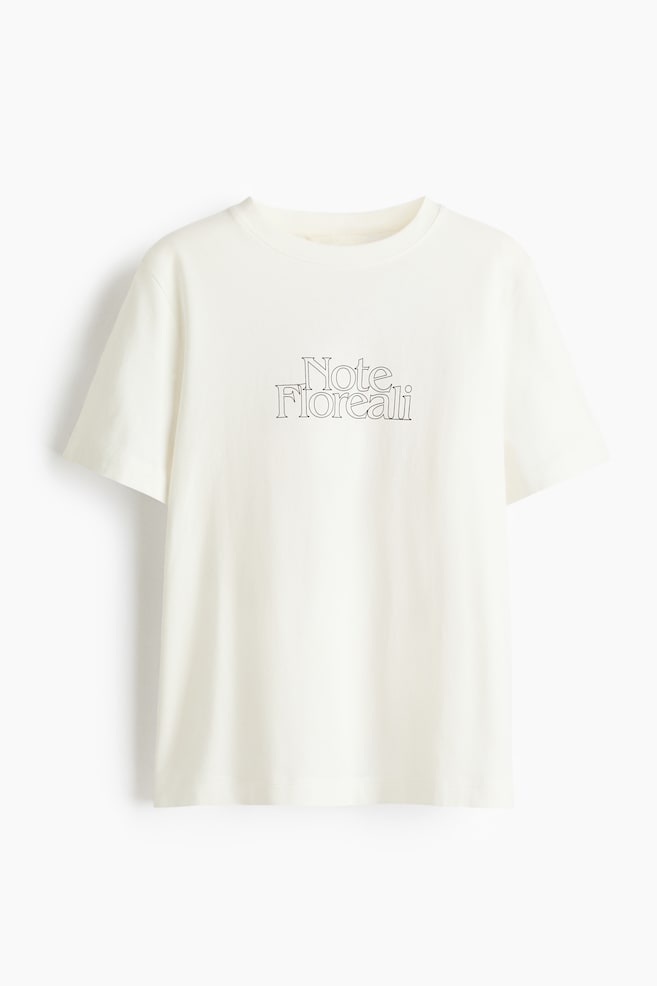 Cotton T-shirt - White/Note Floreali - 1
