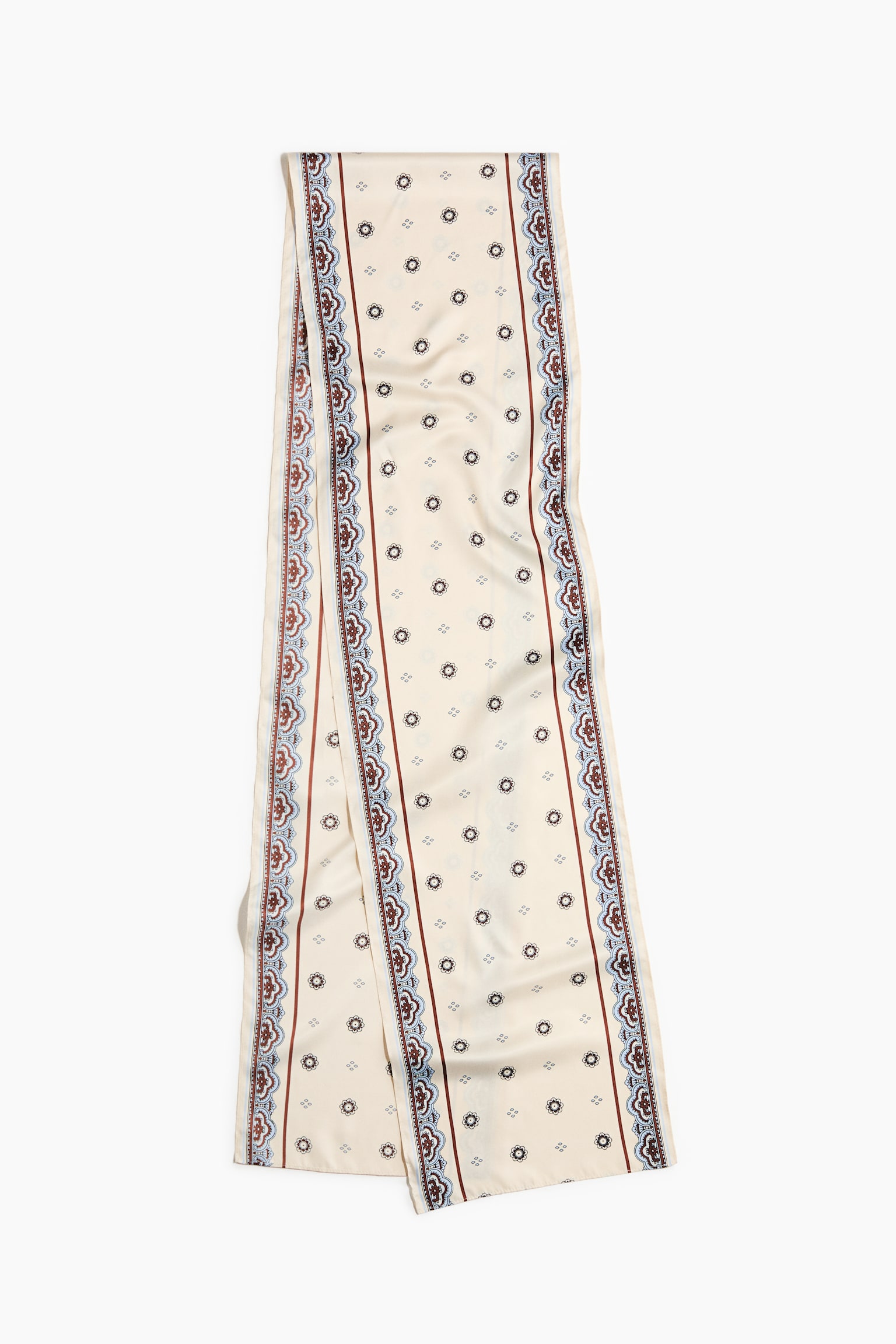 Printed scarf - קרם/דוגמה/כחול נייבי/דוגמה/כחול נייבי/חום דוגמה/קרם/נקודות - 1