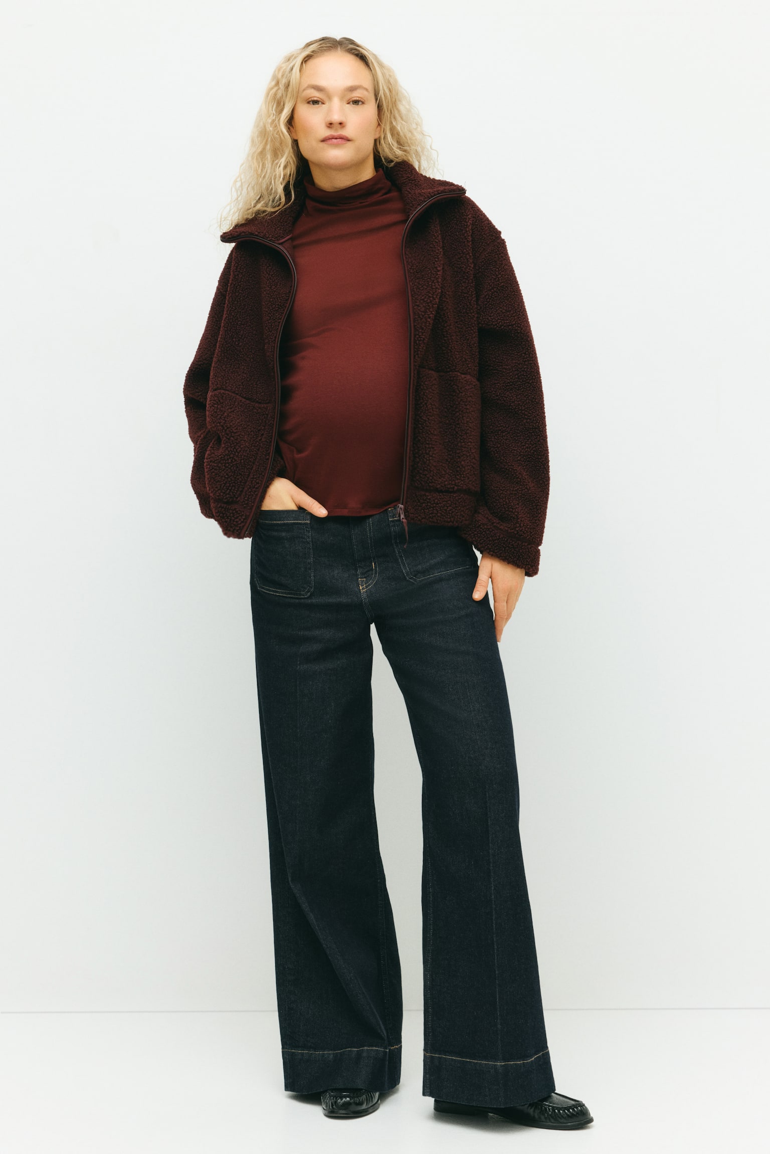 Teddy jacket - Burgundy/Light beige/Dark brown - 5