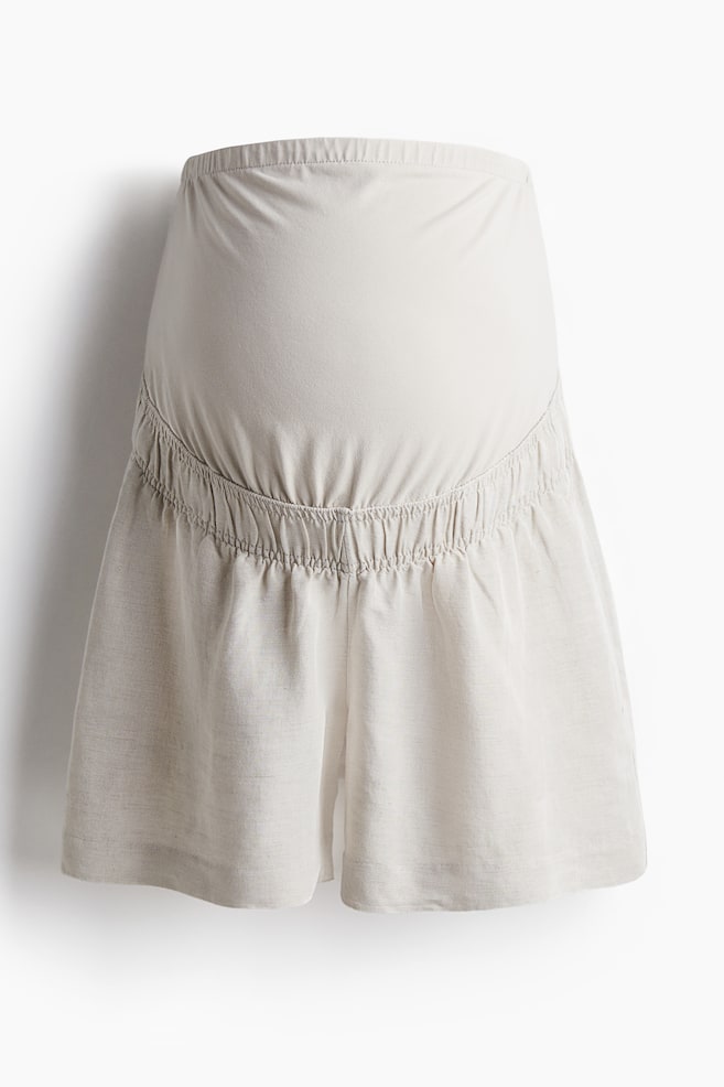 MAMA Linen-blend shorts - Light beige/Light blue - 1