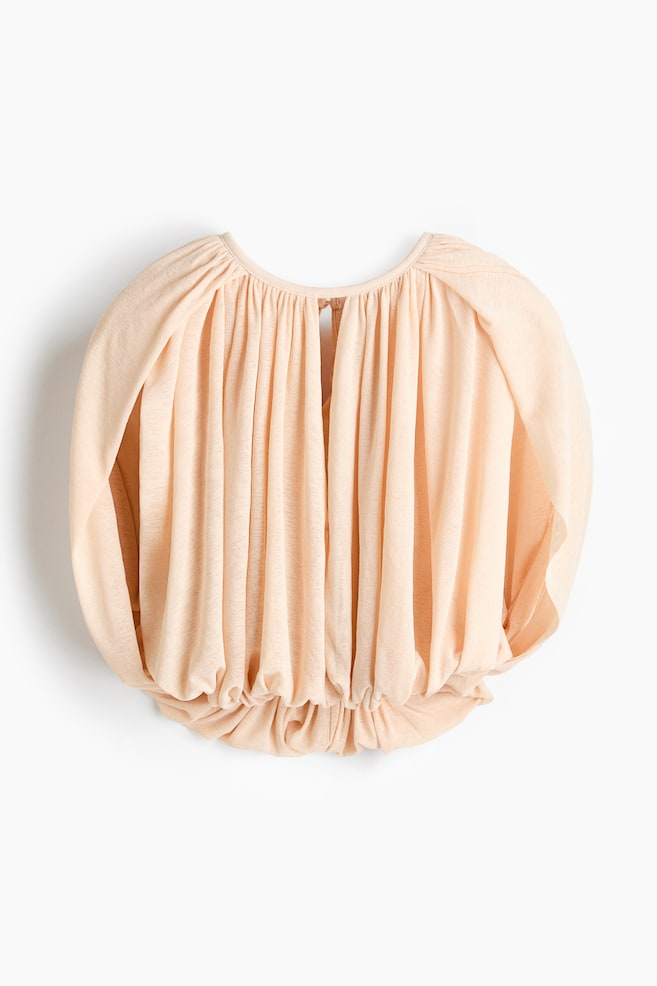 Fine-Knit Bubble-Hem Top - Peach pink - 1