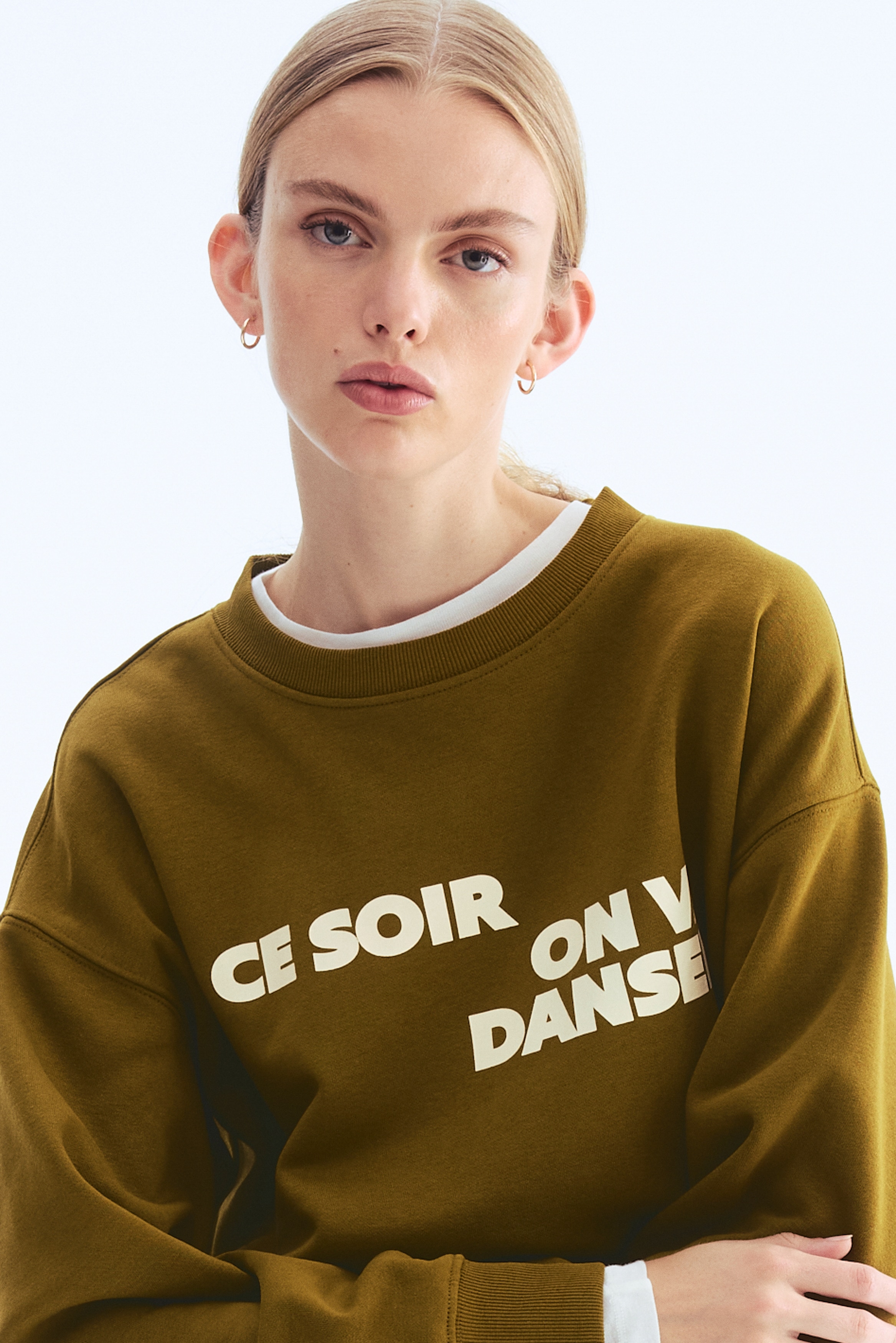 Felpa con scritta - Verde oliva/Ce Soir/Crema/Le Club/Blu navy/Paris/Rosso ruggine/Paris/Grigio chiaro/Athletics/Grigio chiaro mélange/NYC/Turchese chiaro/Art Collective/Arancione/Paris/Bordeaux/Running Club