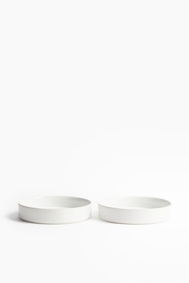 2-Pack Deep Stoneware Plates - White/Dusty blue/Taupe - 1