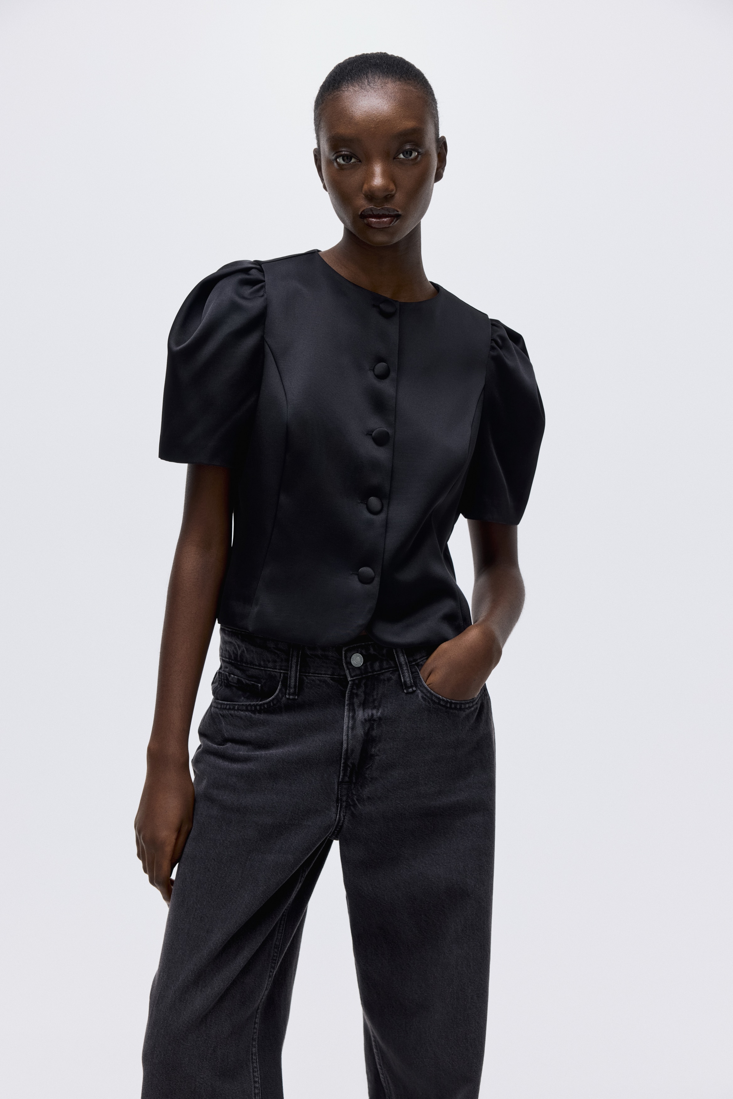 Puff-sleeved blouse