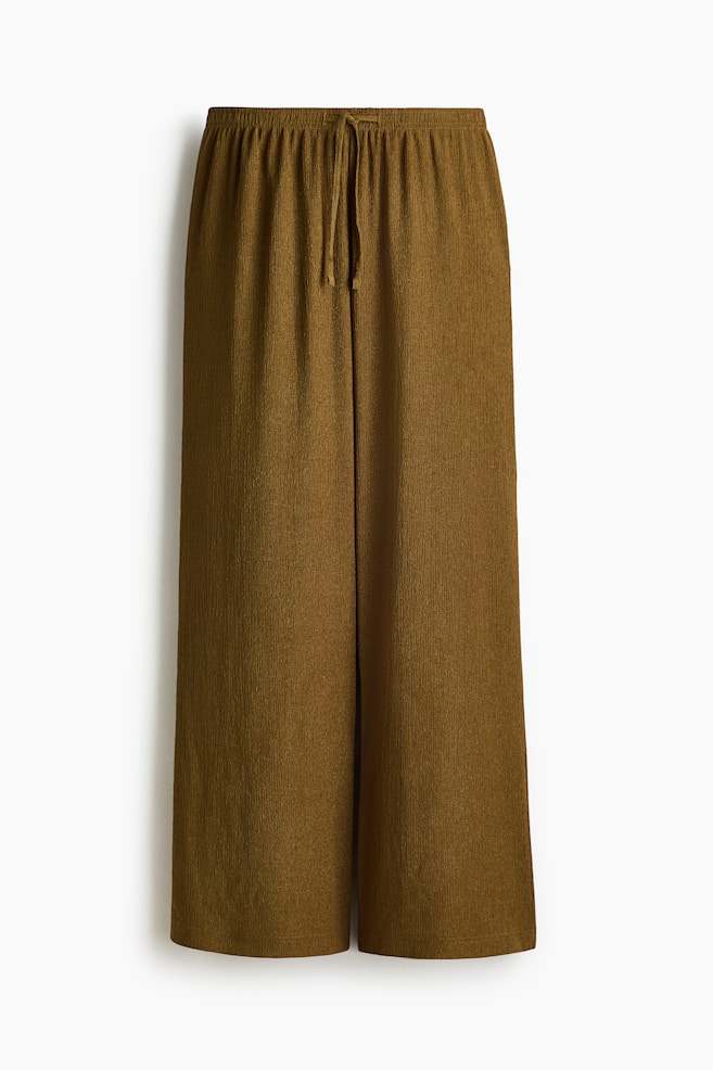 Wide pull-on trousers - Dark khaki green/Black/Light dusty pink/Dark brown - 1