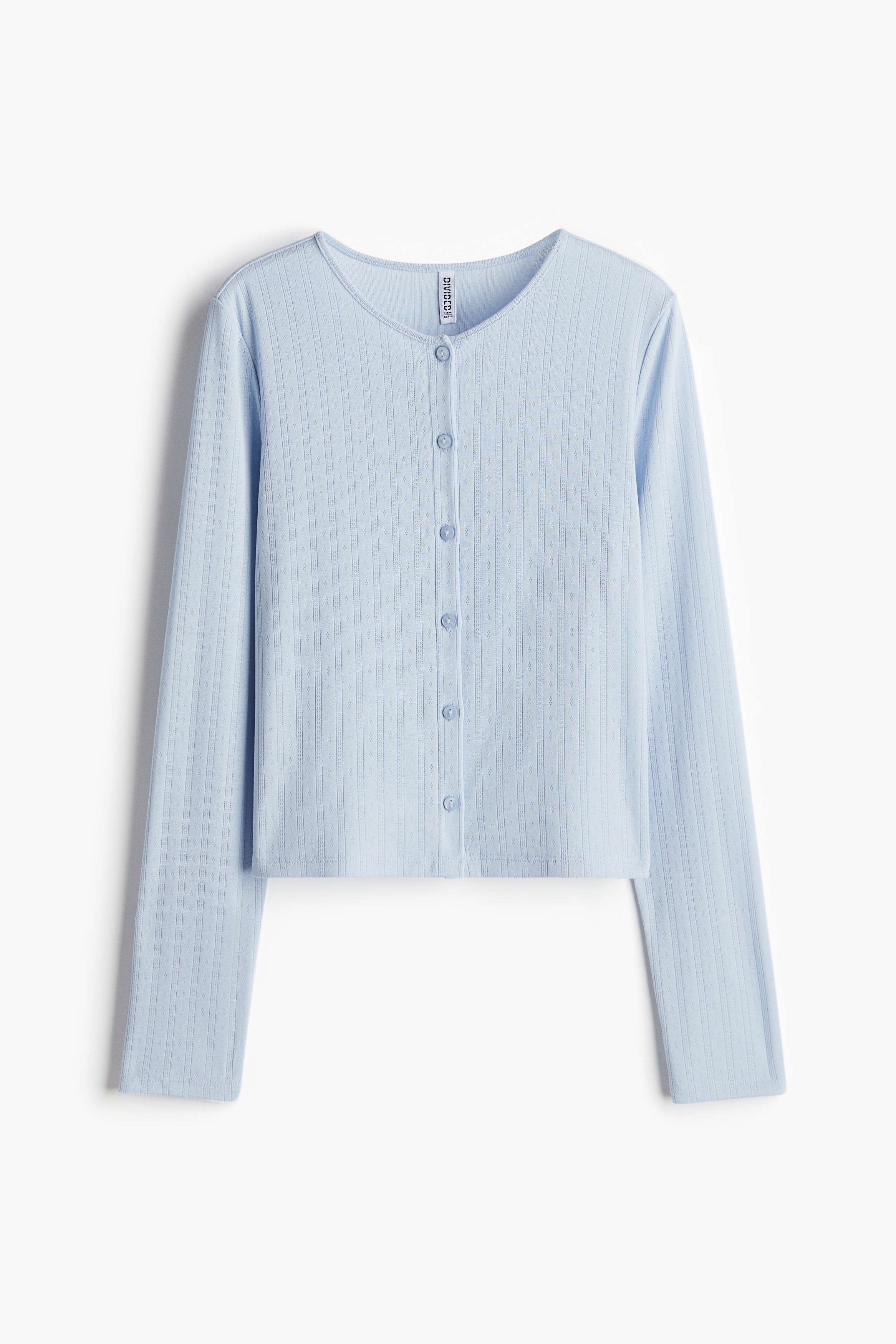 Cardigan in jersey traforato - Azzurro/Crema/Blu navy/Grigio chiaro mélange