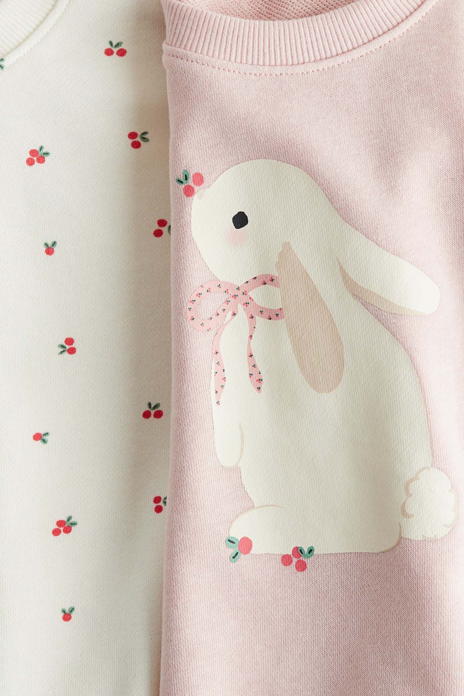 2-pak sweatshirt med flæser - Lys rosa/Kanin/Lys rosa/Blomstret/Sort/Leopardmønstret/Lys rosa/Sløjfer - 2