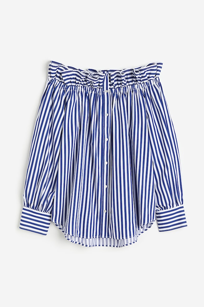 Off-the-shoulder blouse - Blue/Striped/White - 2