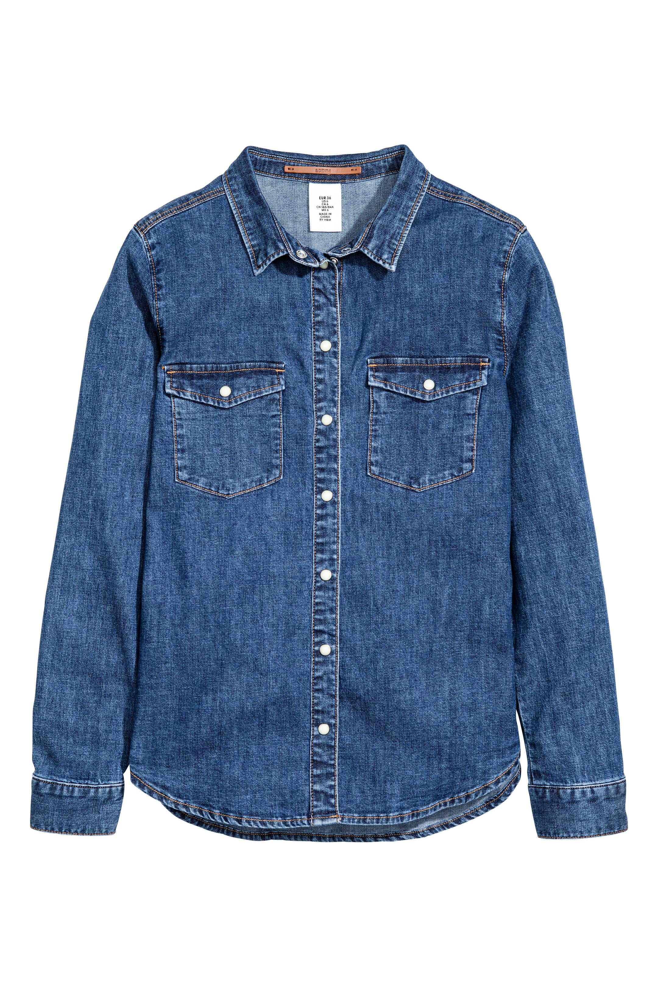 View larger image: Denim shirt - Dark denim blue - Ladies | H&M GB 1