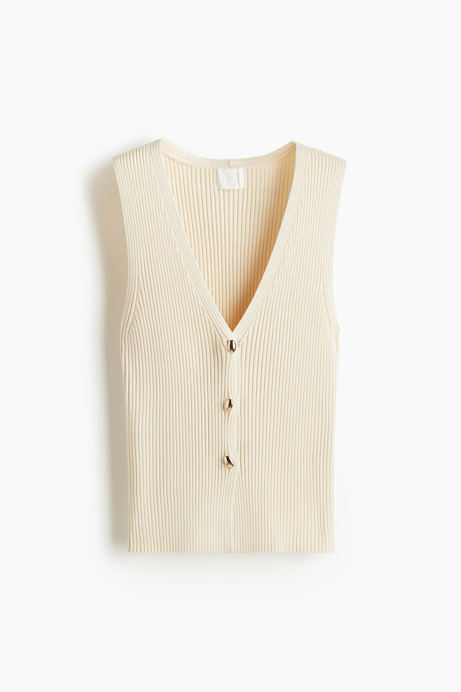 Женский жилет H&M Rib-Knit Vest, цвет: Кремовый — фото 1