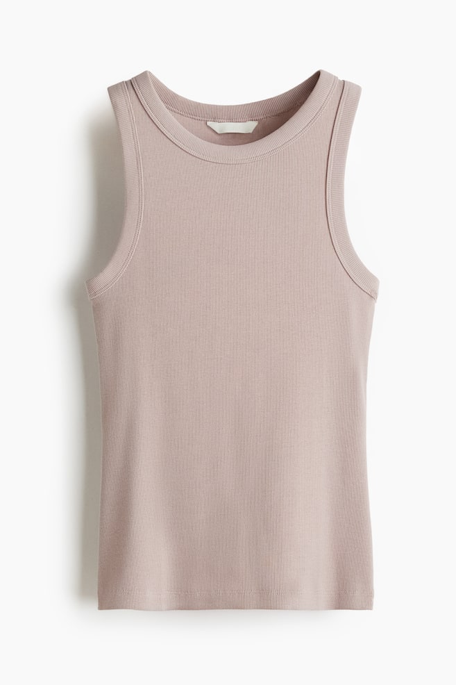 Ribbed vest top - Light dusty pink/Greige - 1