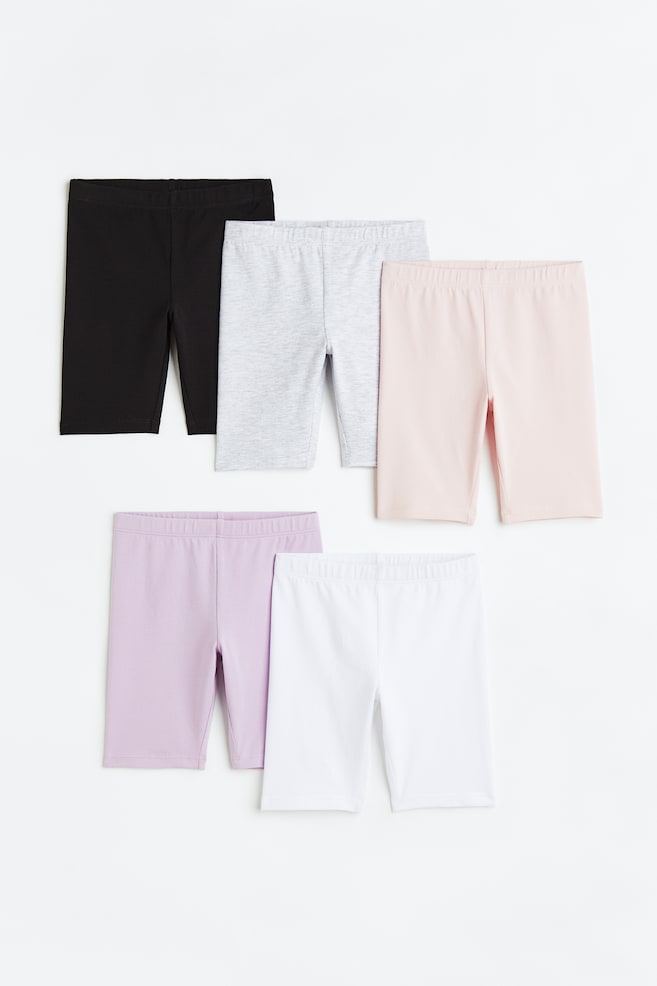 5-pack cotton cycling shorts - Light grey marl/Light purple/Light beige/Hearts - 1