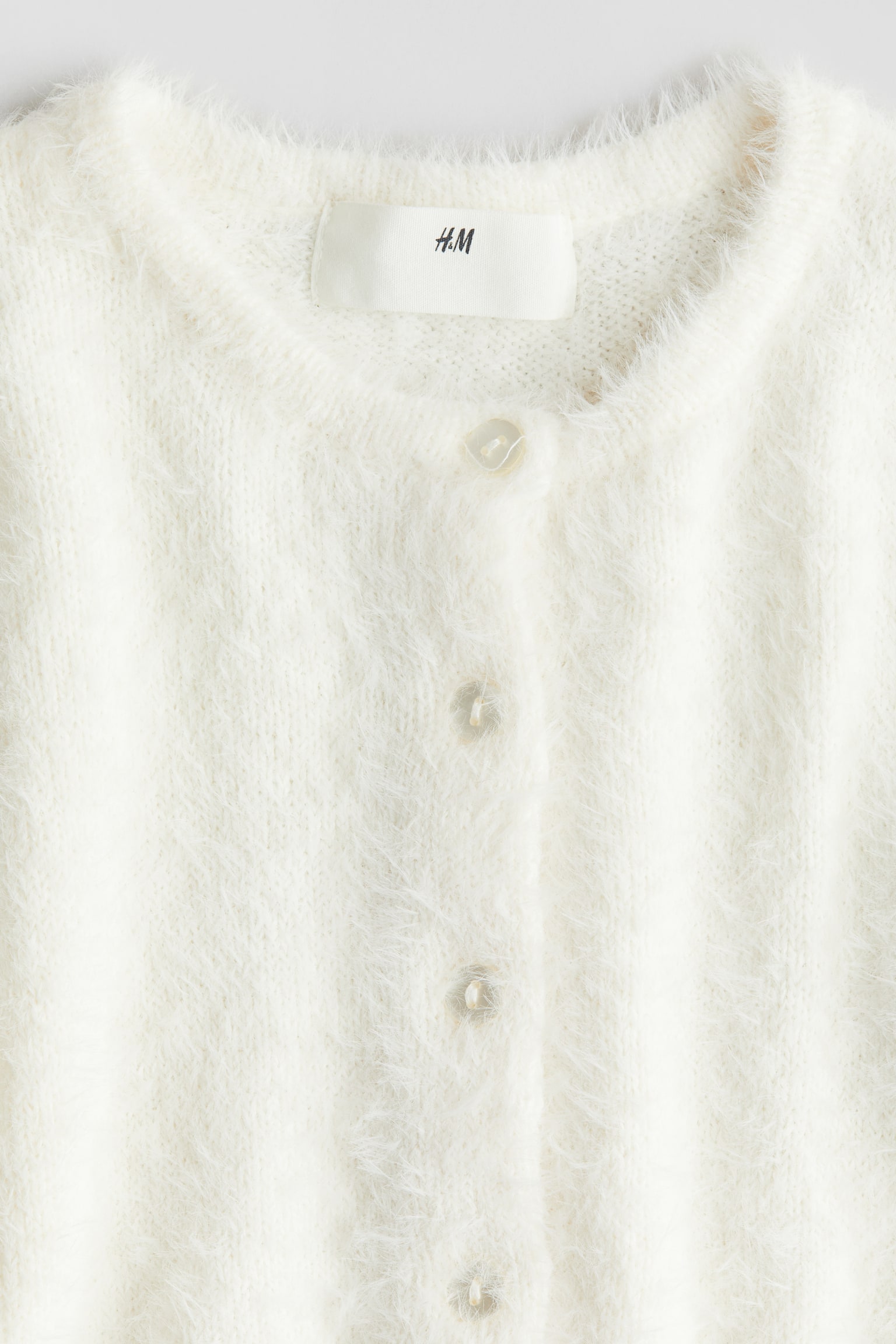 Fluffy cardigan - White/Red - 3