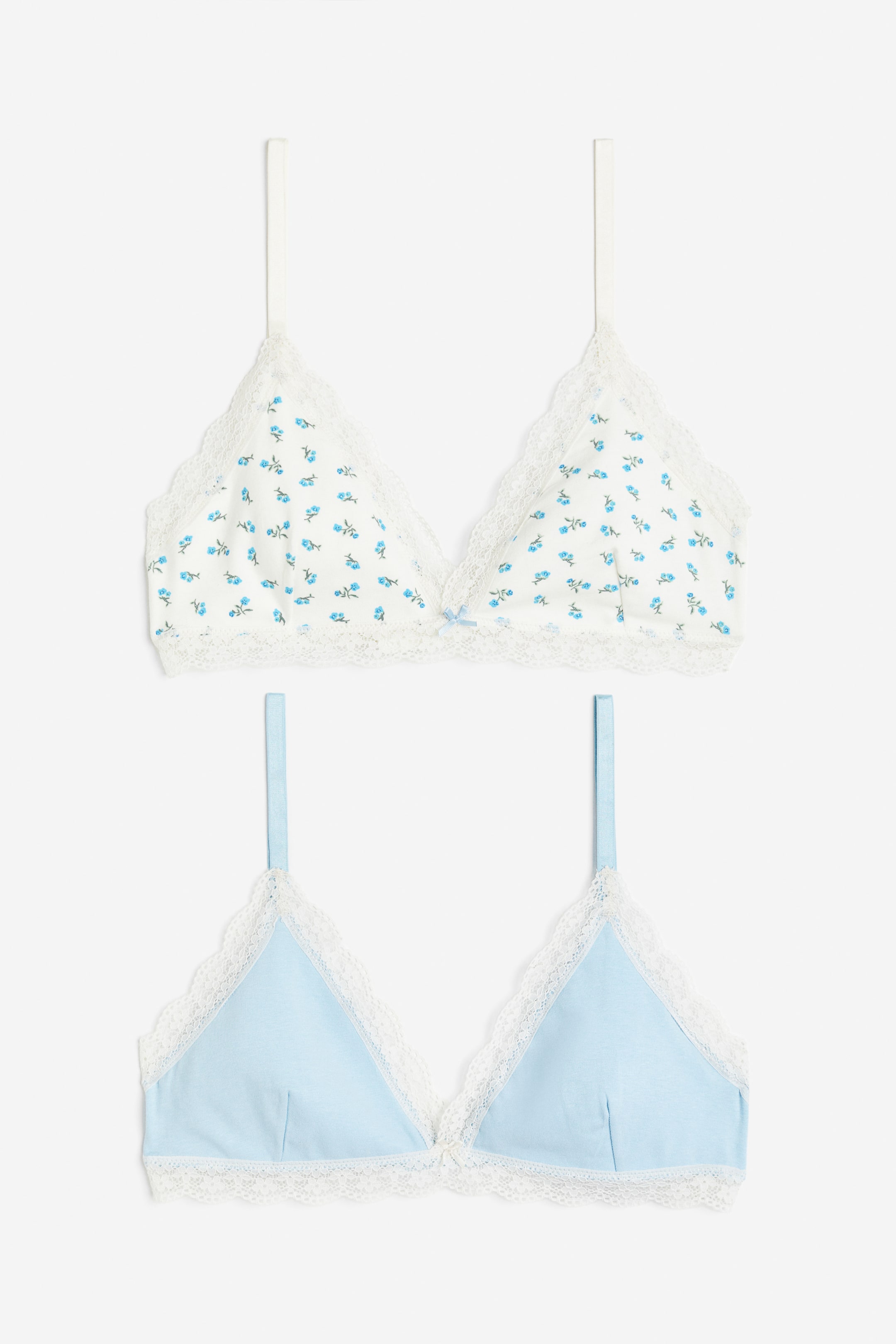View larger image: 2-pack bra tops - Light blue/Floral - Ladies | H&M 1