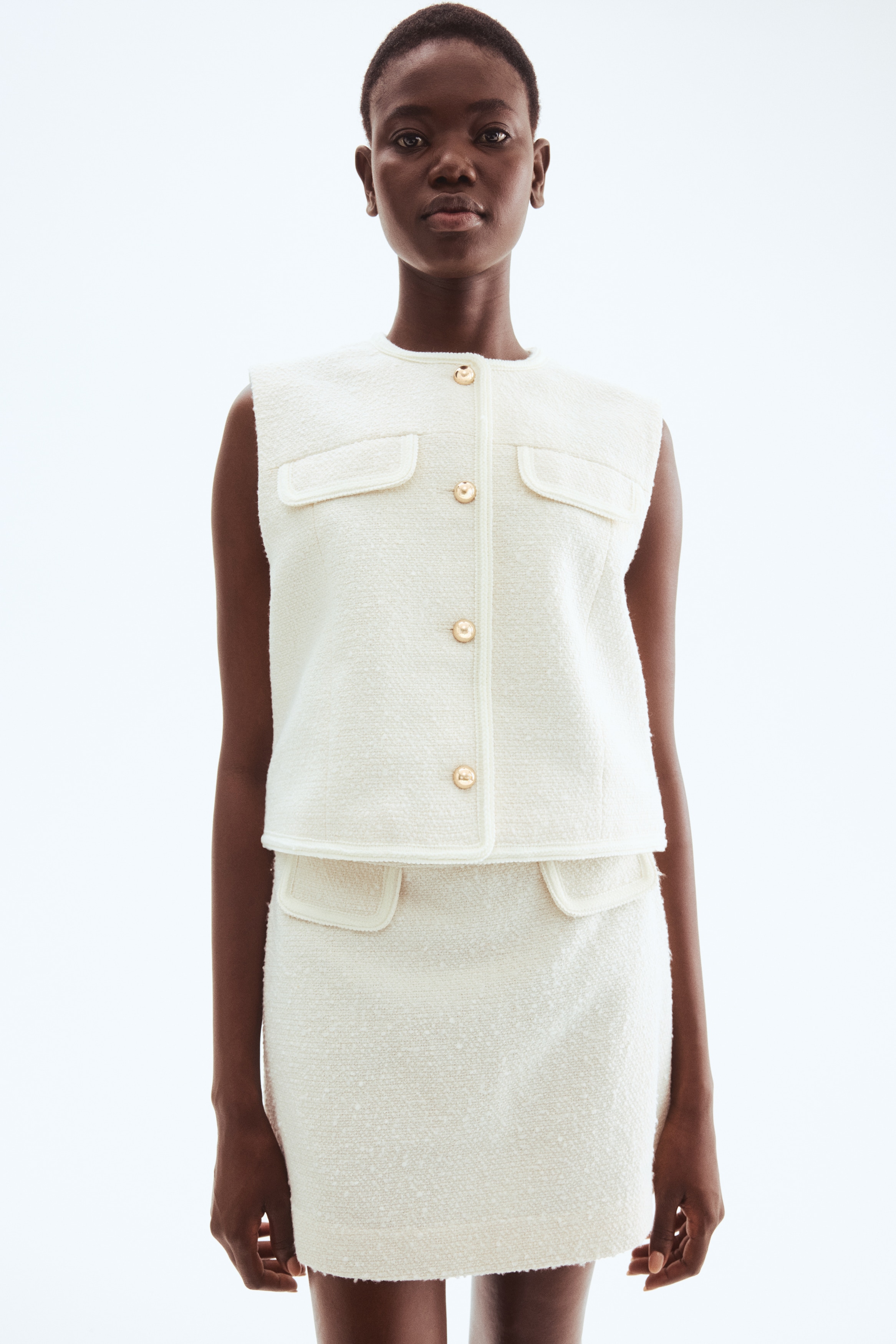 Women's White Bouclé Vest | H&M CA