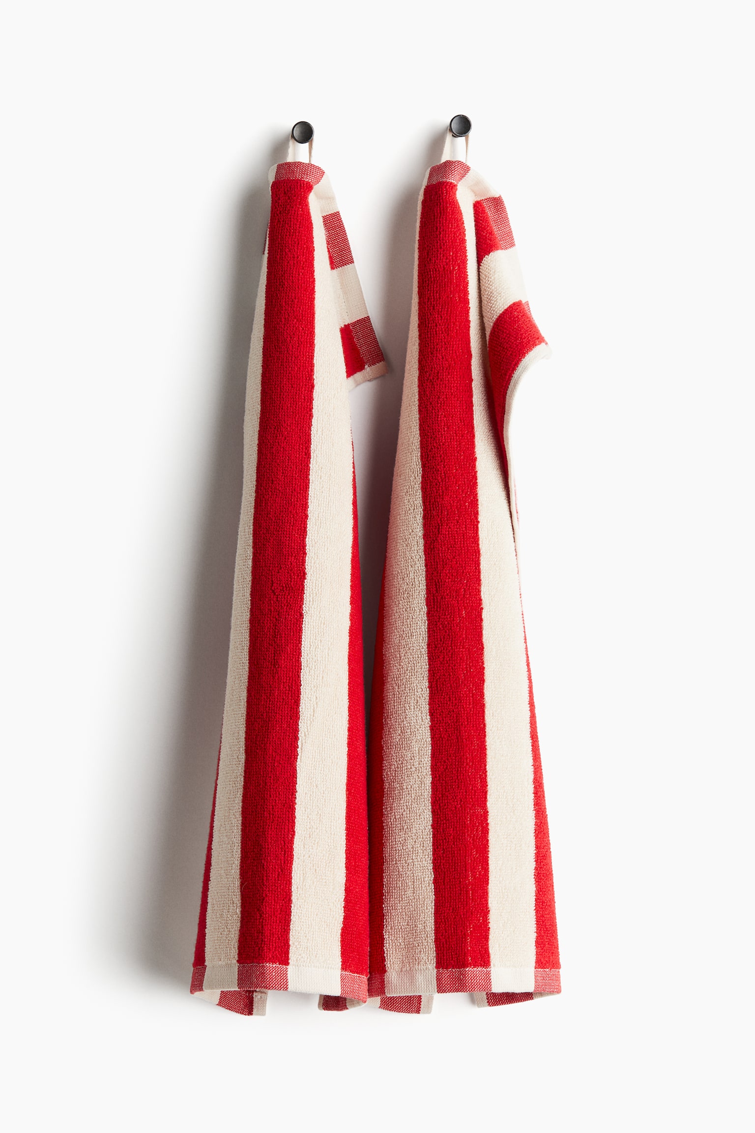 2-pack cotton terry guest towels - Red/Striped - 1