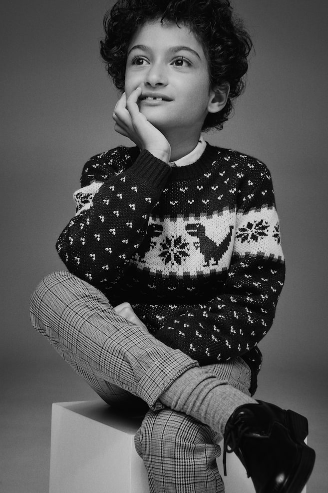 Pullover in maglia jacquard - Blu navy/dinosauri/Rosso/fantasia/Rosso/fantasia - 5