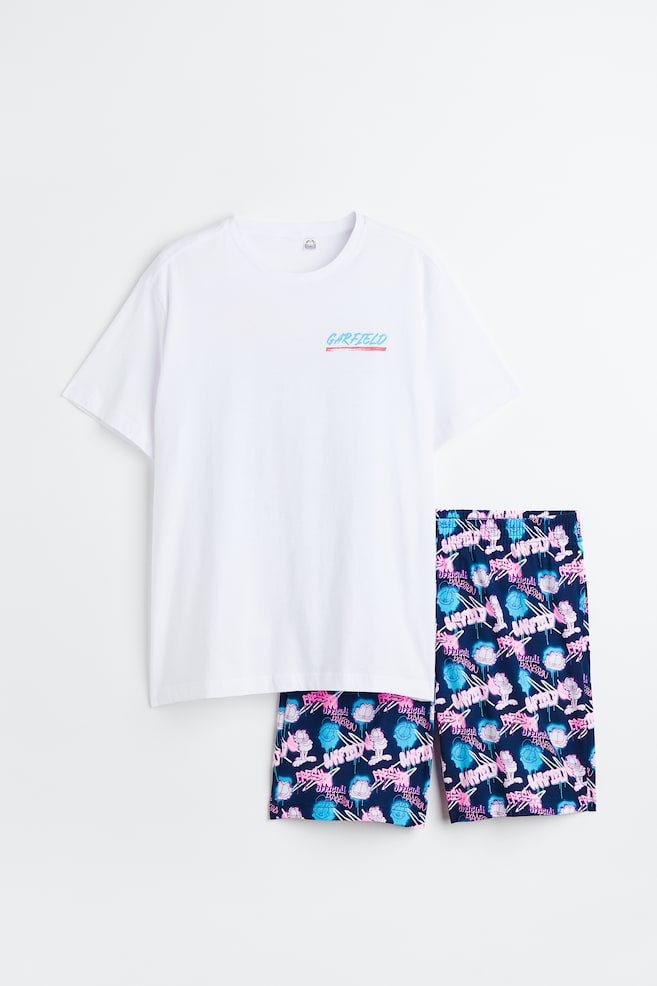 Regular Fit Pyjama T-shirt and shorts - White/Garfield/Purple/SpongeBob/White/Disney100/Coral/Garfield - 2