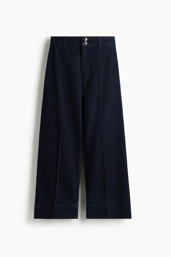 Wide High Ankle Jeans - Dark denim blue/Light coral pink/Cream/Blue/Dark denim blue - 1