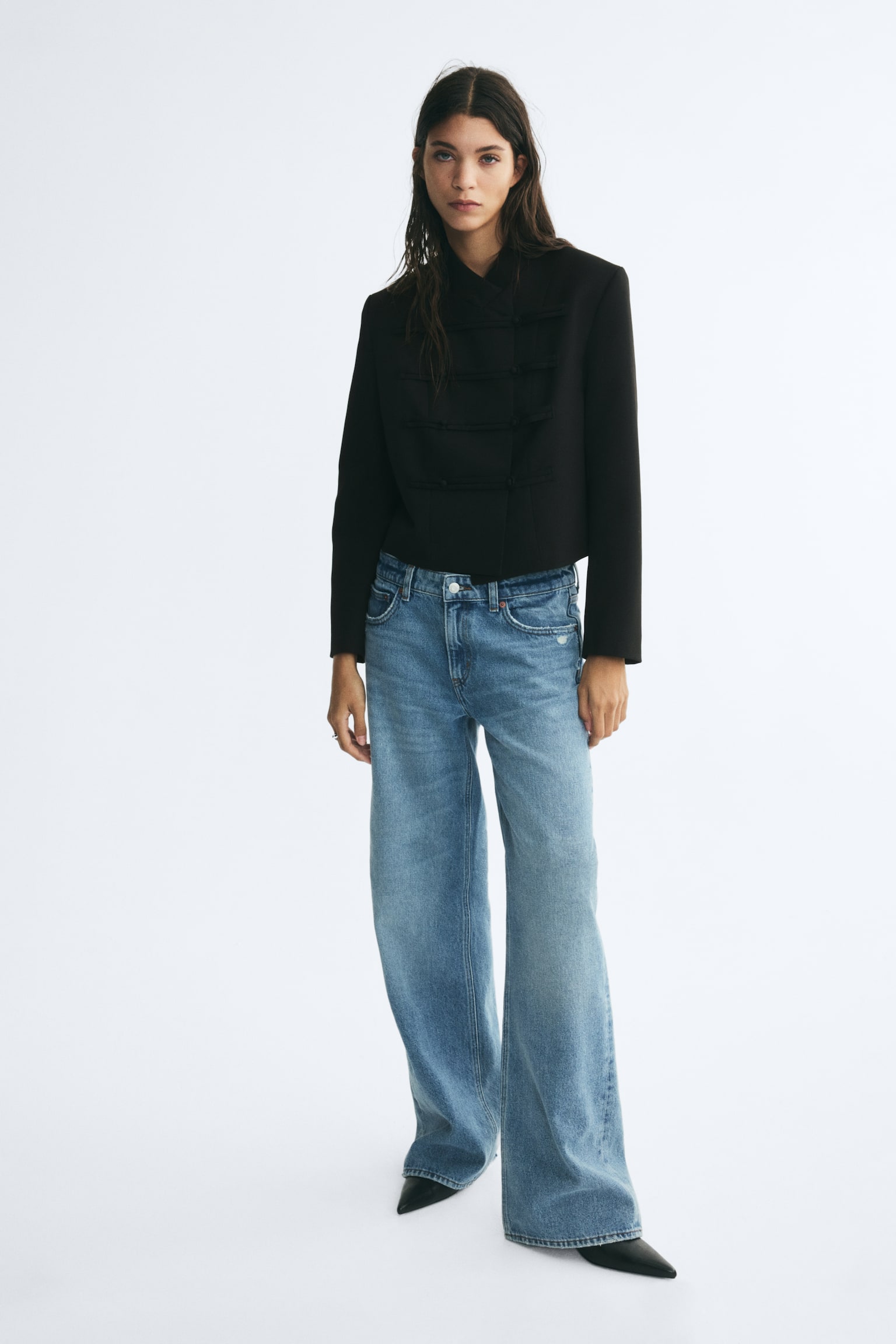 Женская куртка H&M Button-Detail with Shoulder Pads, цвет: Чёрный — фото 3