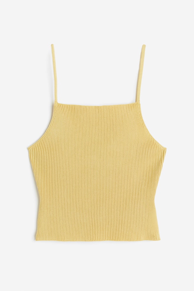 Rib-knit strappy top - Dusty yellow/Black/Cream/Silver-coloured - 2