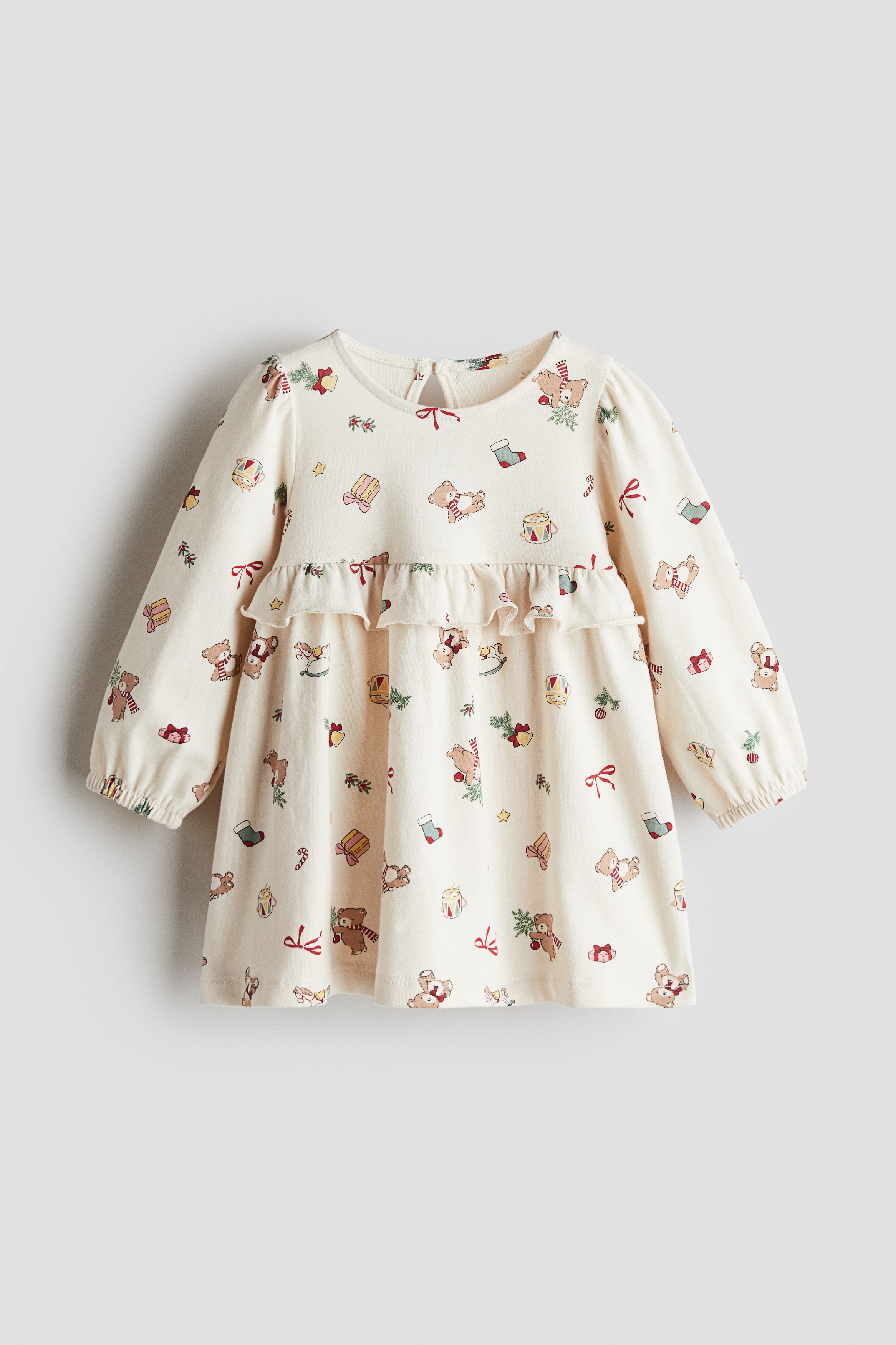 Baby - Ljusbeige/Jul Bomullsklänning med tryck - Size: 68 (4-6M)  - H&M