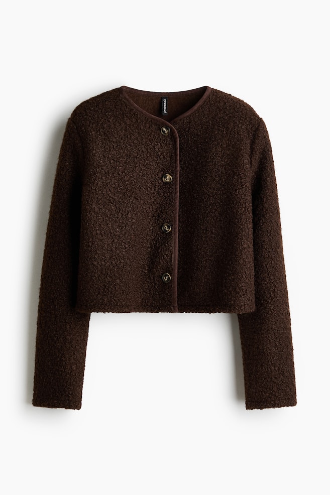 Teddy Fleece Cardigan - Dark brown/Navy blue/Cream - 1