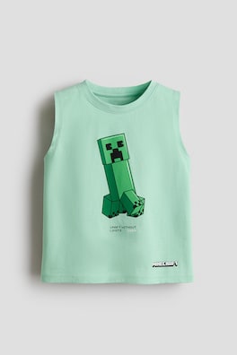 Tanktop i bomull med tryckt motiv