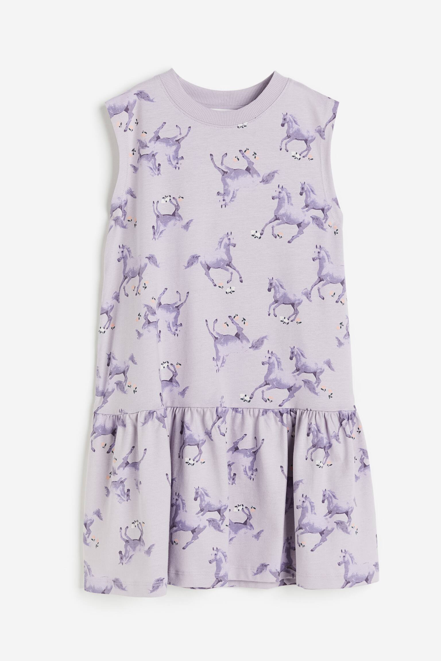 Patterned jersey dress - Light purple/Horses - 1