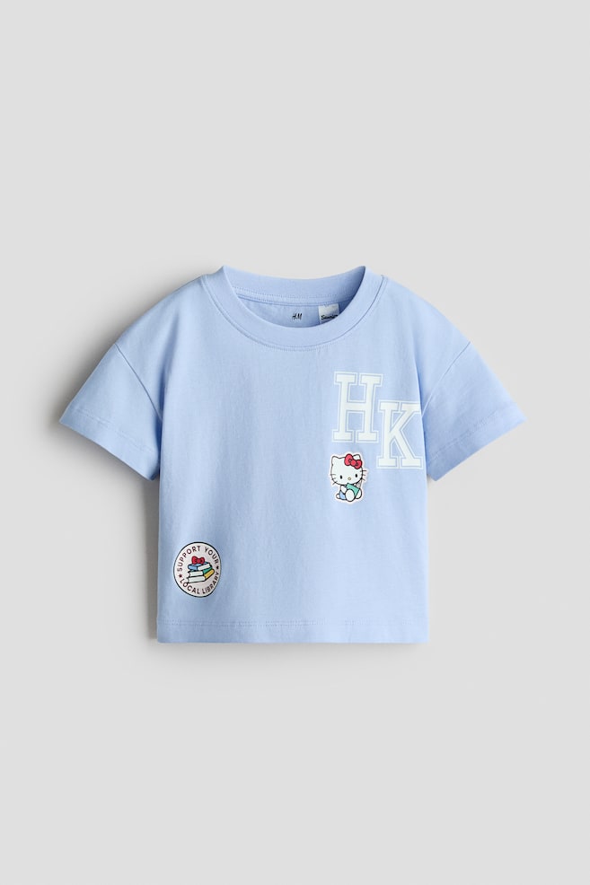 Print-motif cotton T-shirt - Light blue/Hello Kitty/Light blue/Hello Kitty/Cream/Capyfun - 1