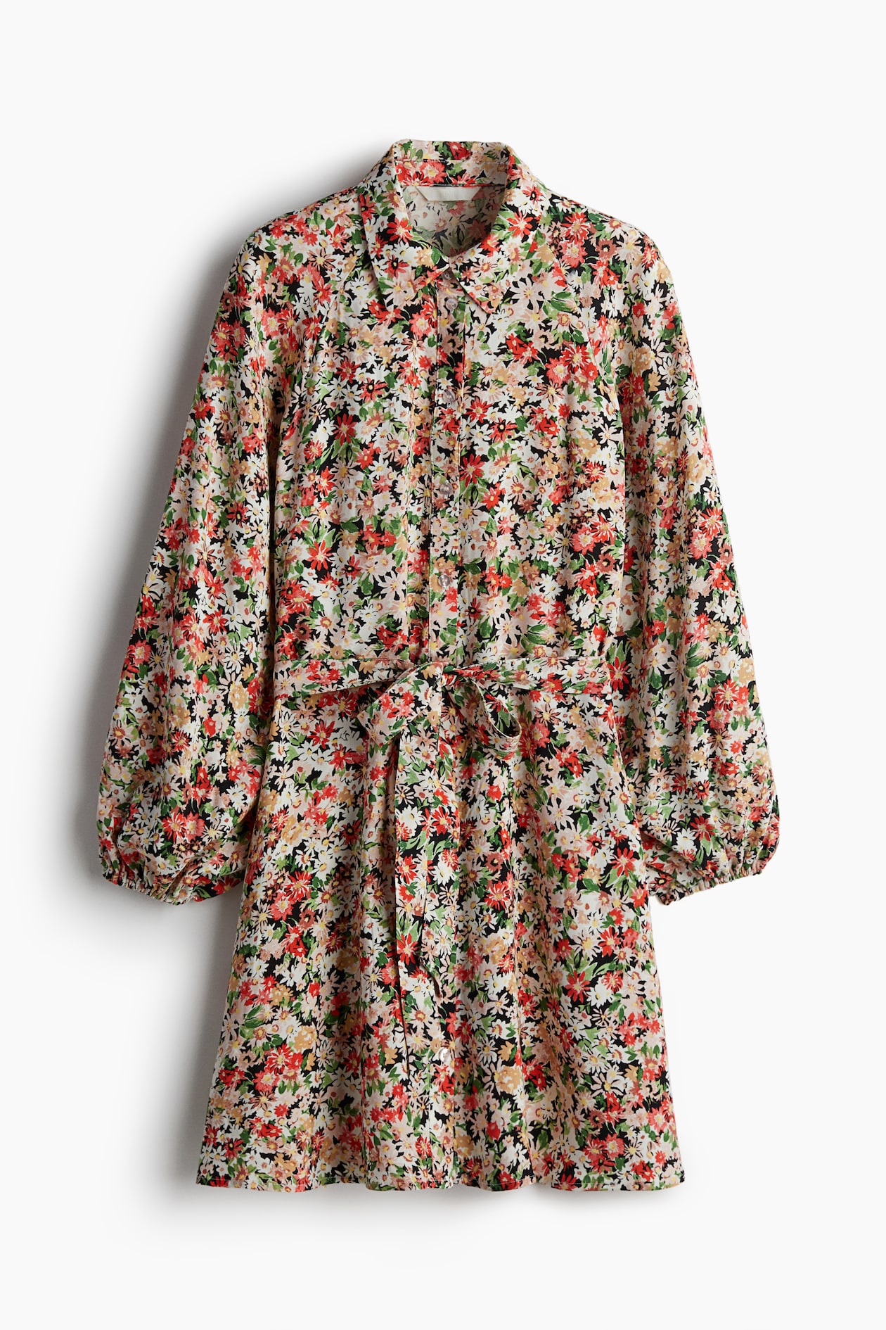 Balloon-sleeved Shirt Dress