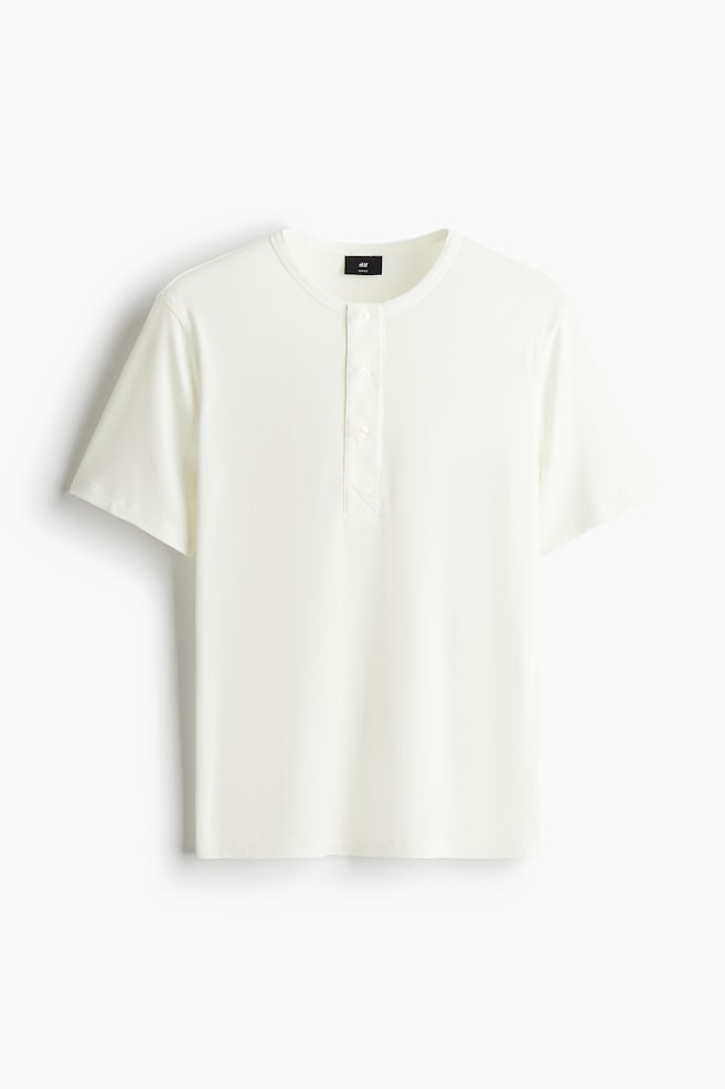 T-shirt côtelé près du corps - Crème - 1
