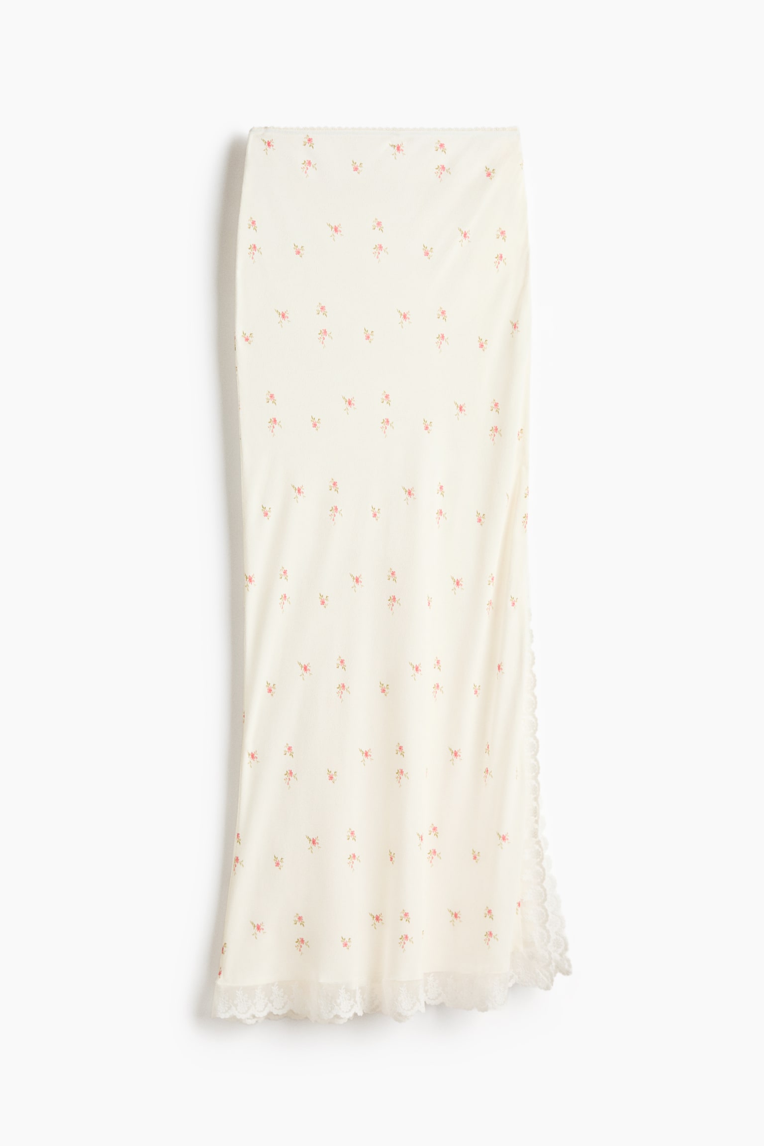 Женская юбка H&M Lace-Trimmed Viscose, цвет: Кремовый / С принтом — фото 1
