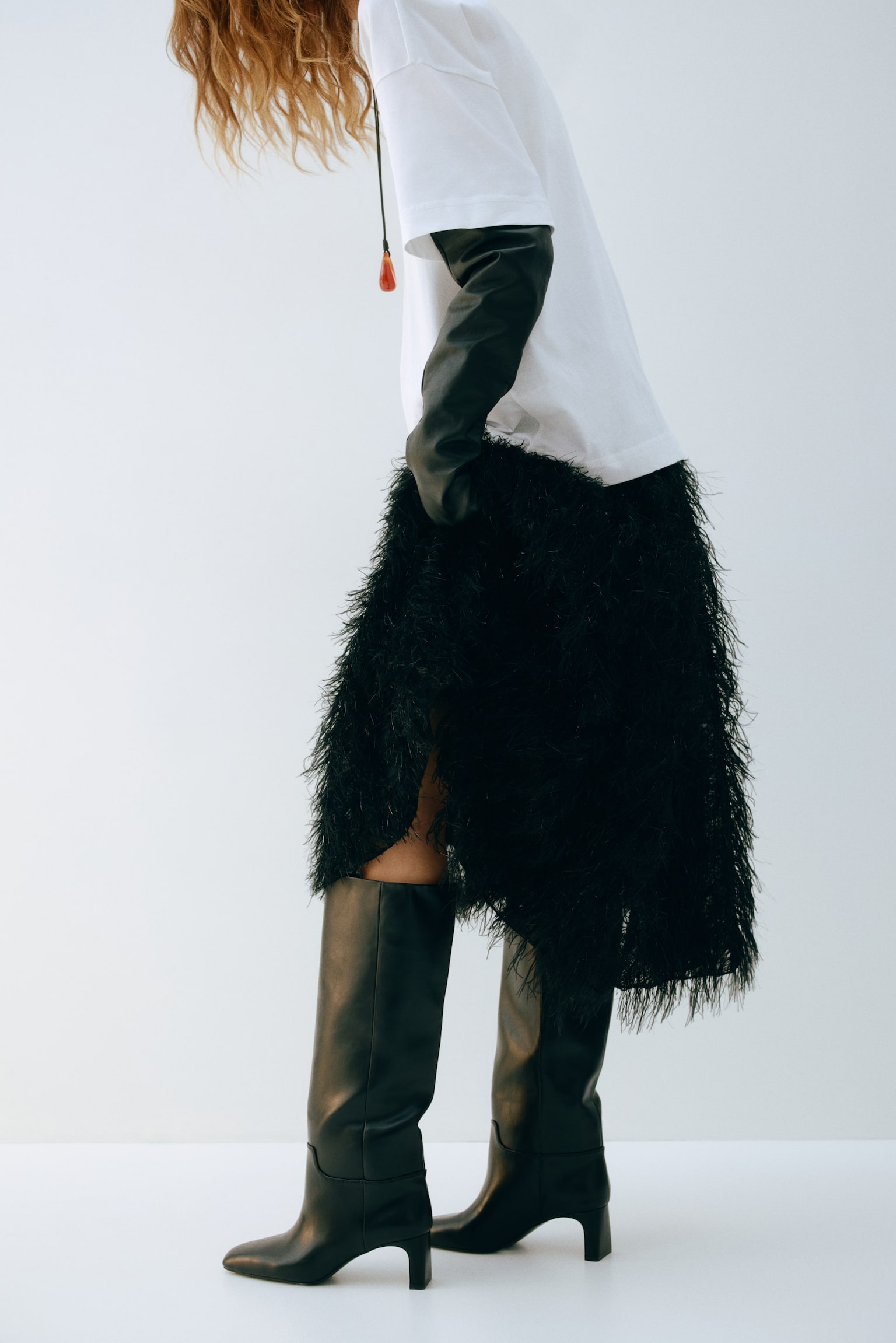 Knee-high boots - Black/Dark beige/Dark khaki green - 3