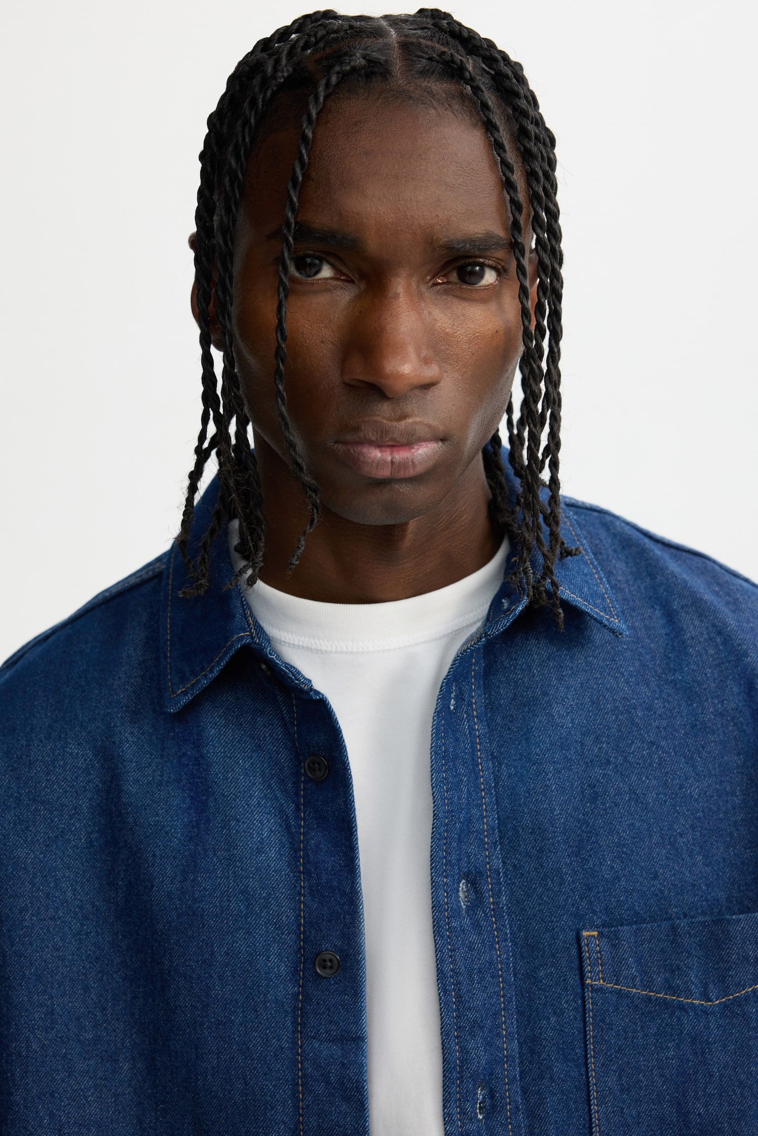 Loose Fit Denim shirt - Dark denim blue/Medium blue/Black - 5