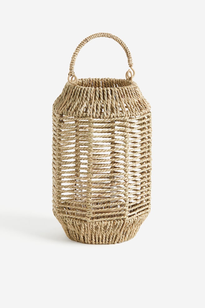 Large seagrass candle lantern - Natural - 1