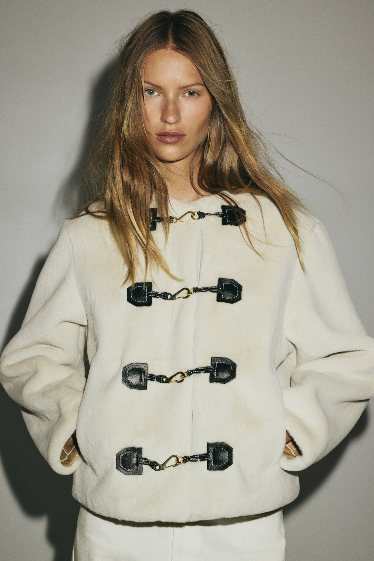 Giacca stile Montgomery - Beige chiaro/Talpa scuro/Nero