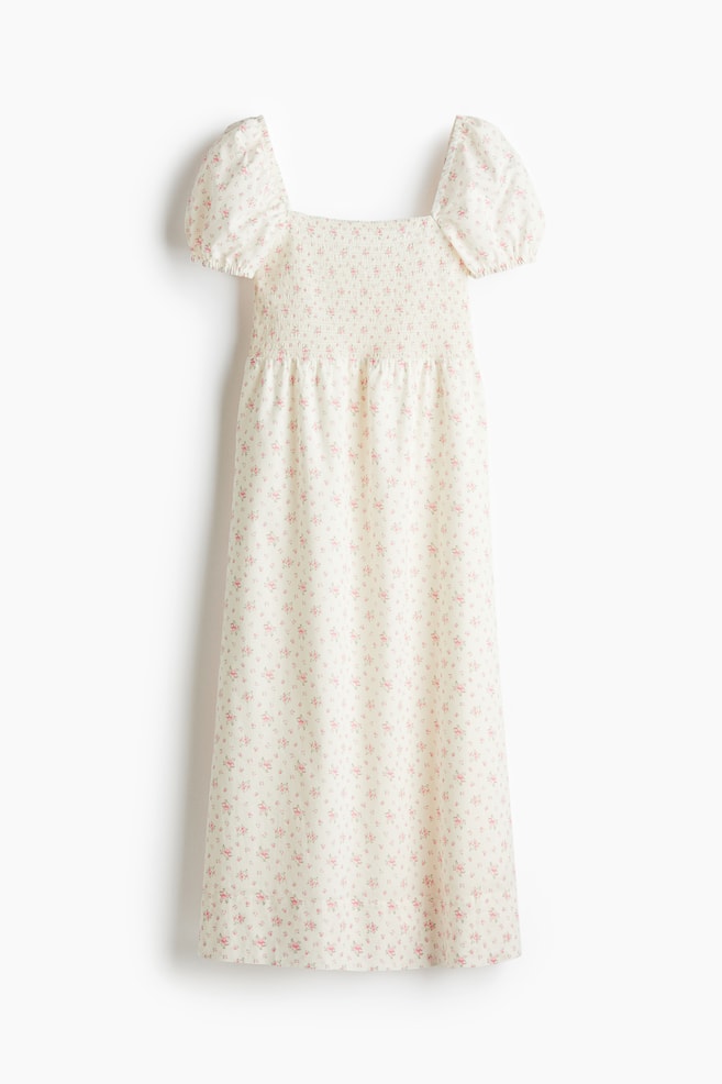Puff-Sleeved Cotton Dress - Cream/floral - 1