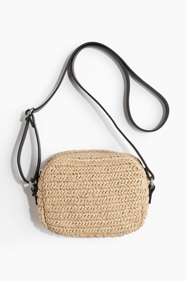 Straw Crossbody Bag - Beige - 1