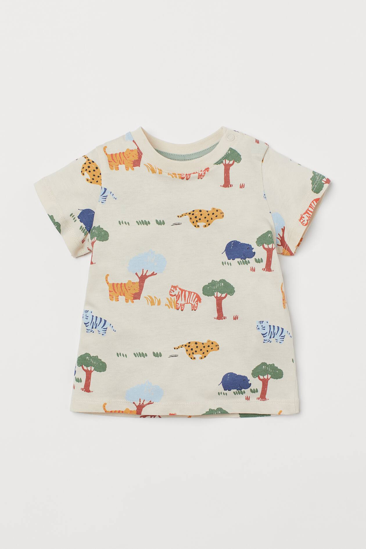 Cotton T-shirt - Natural white/animals - Kids | H&M US