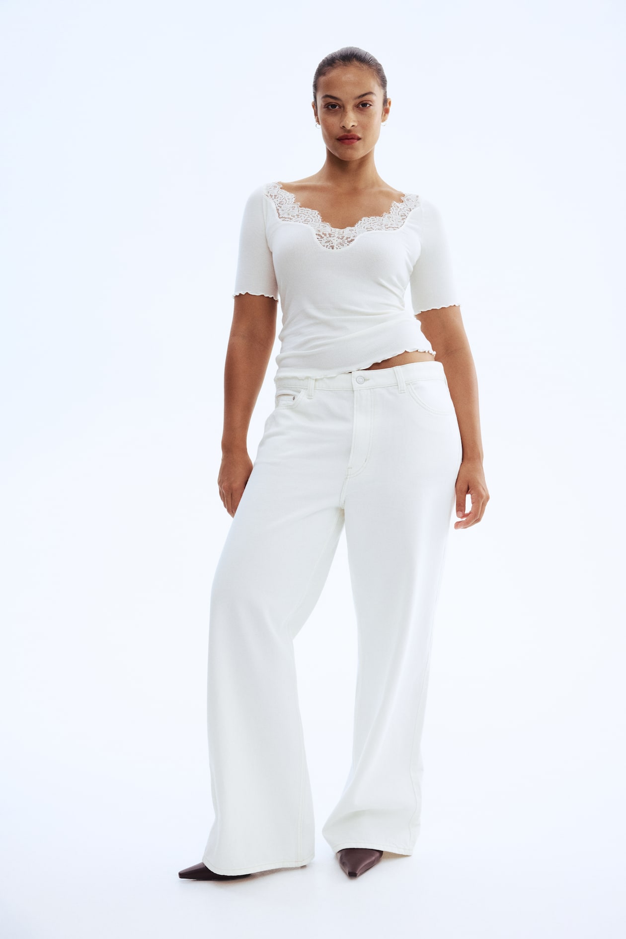 Lace-Trimmed Ribbed Top - image 5
