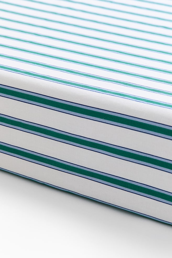 Patterned cotton fitted sheet - Dark green/Striped/Light pink/Striped/White/Spotted/Light beige/Unicorns/Light green/Vehicles/Light blue/Planes/Light pink/Patterned/White/Hearts/Light beige/Dinosaurs/Light yellow/Oranges/Dark blue/Space motifs/Light pink/Floral/Green/Dinosaurs/White/Hearts/Light greige/Floral - 1