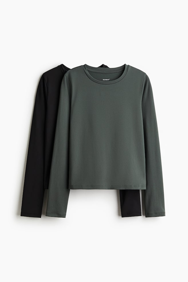 Lot de 2 T-shirts de sport DryMove™ - Vert foncé/noir/Noir/blanc - 1