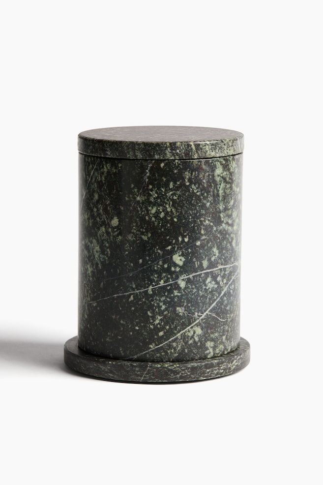 Ljushållare i marmor med lock - Svart/Grön - 1