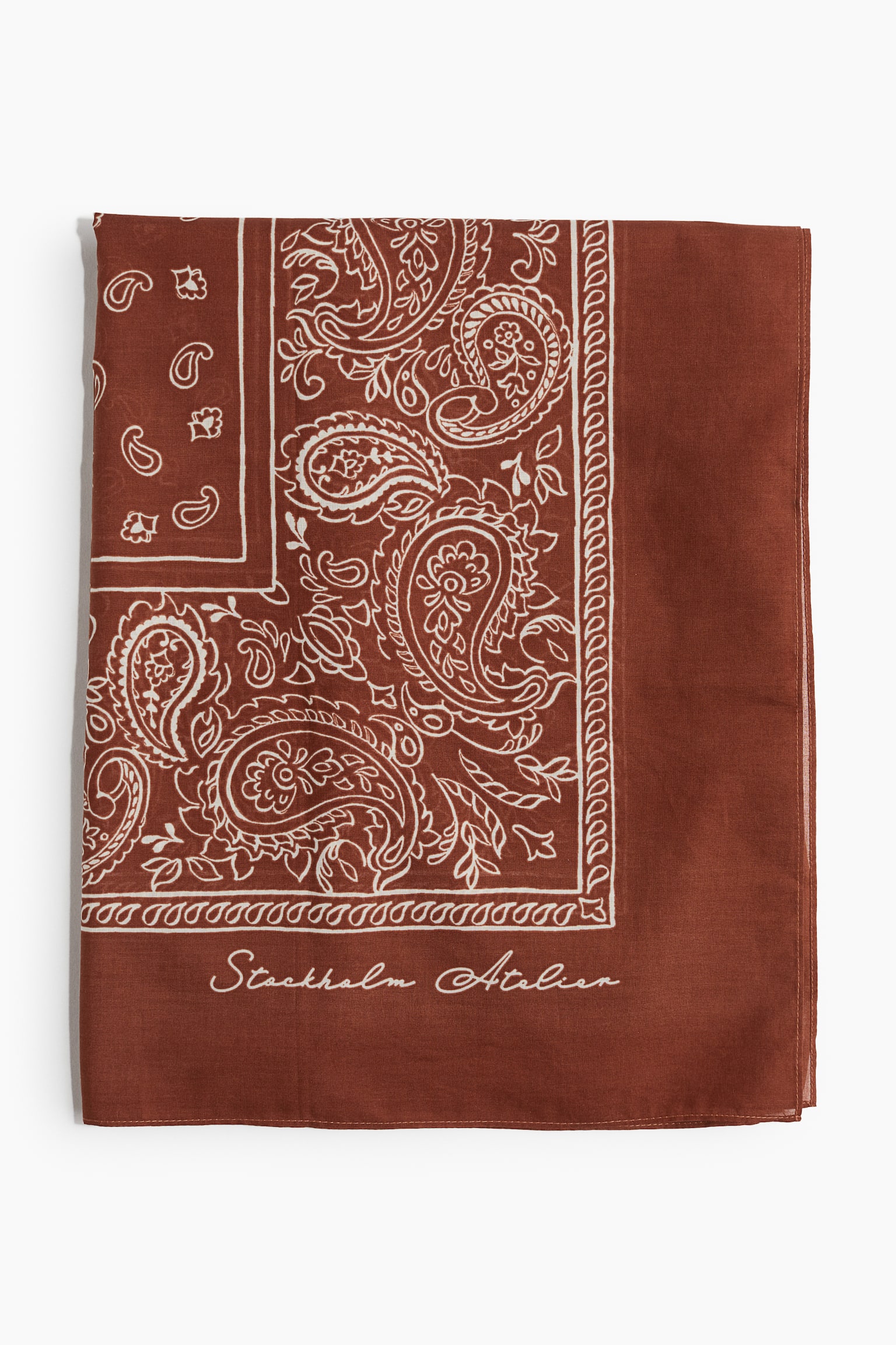 Printed cotton scarf - Brown/Paisley-patterned - 1