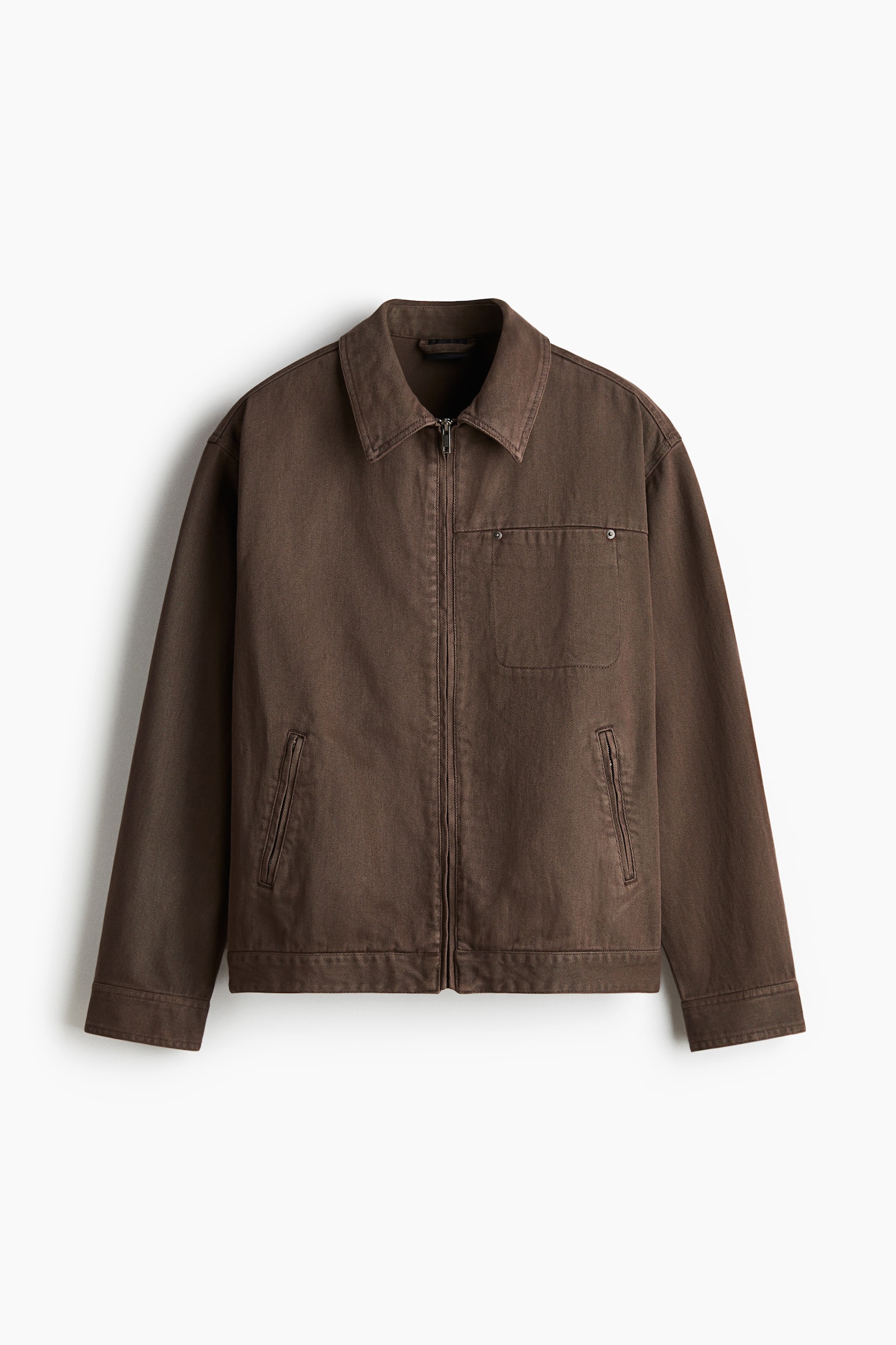 寬鬆剪裁丹寧工作外套 - 咖啡色/丹寧藍 - 1