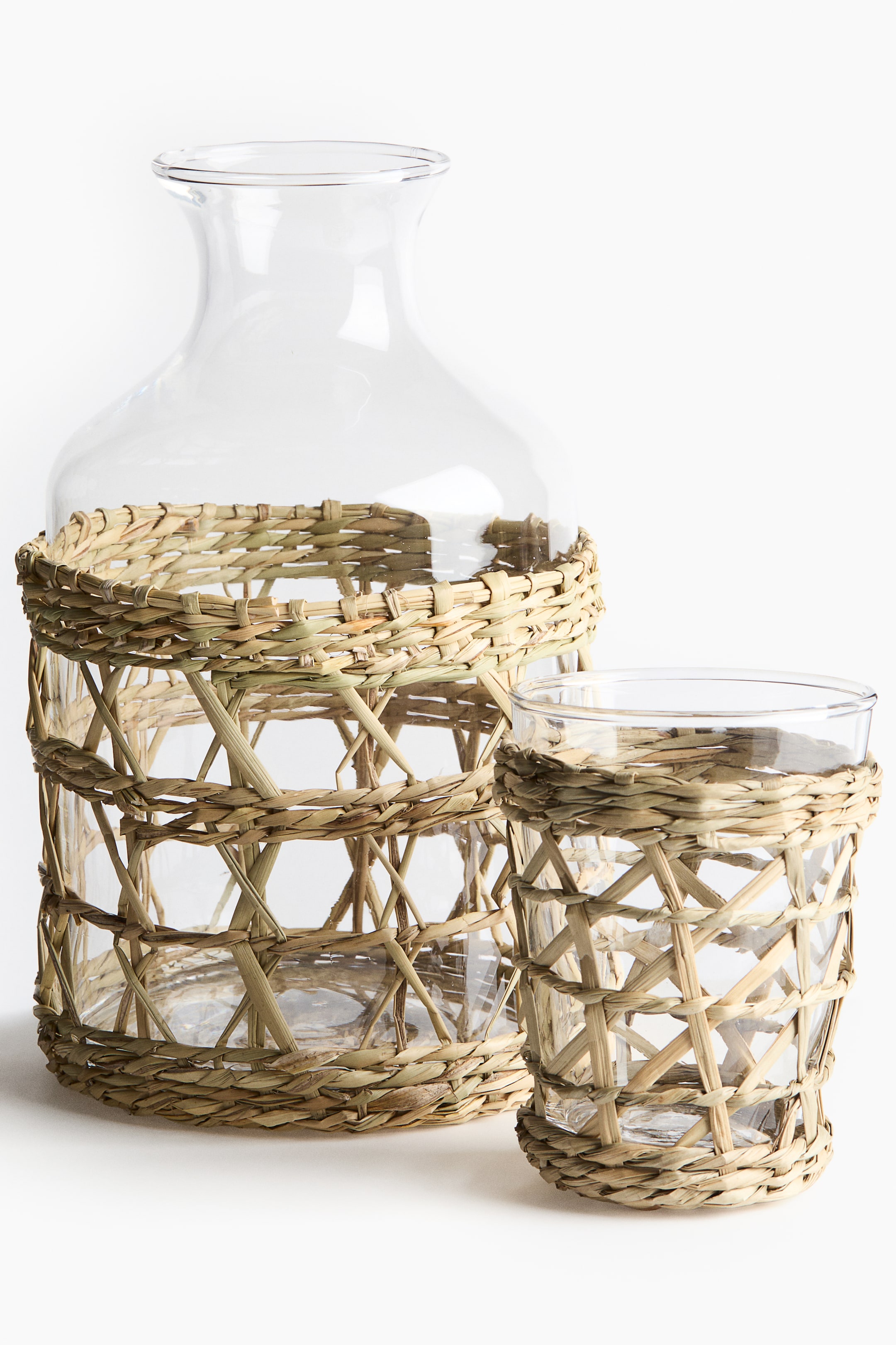 Seagrass-Cage Glass Carafe