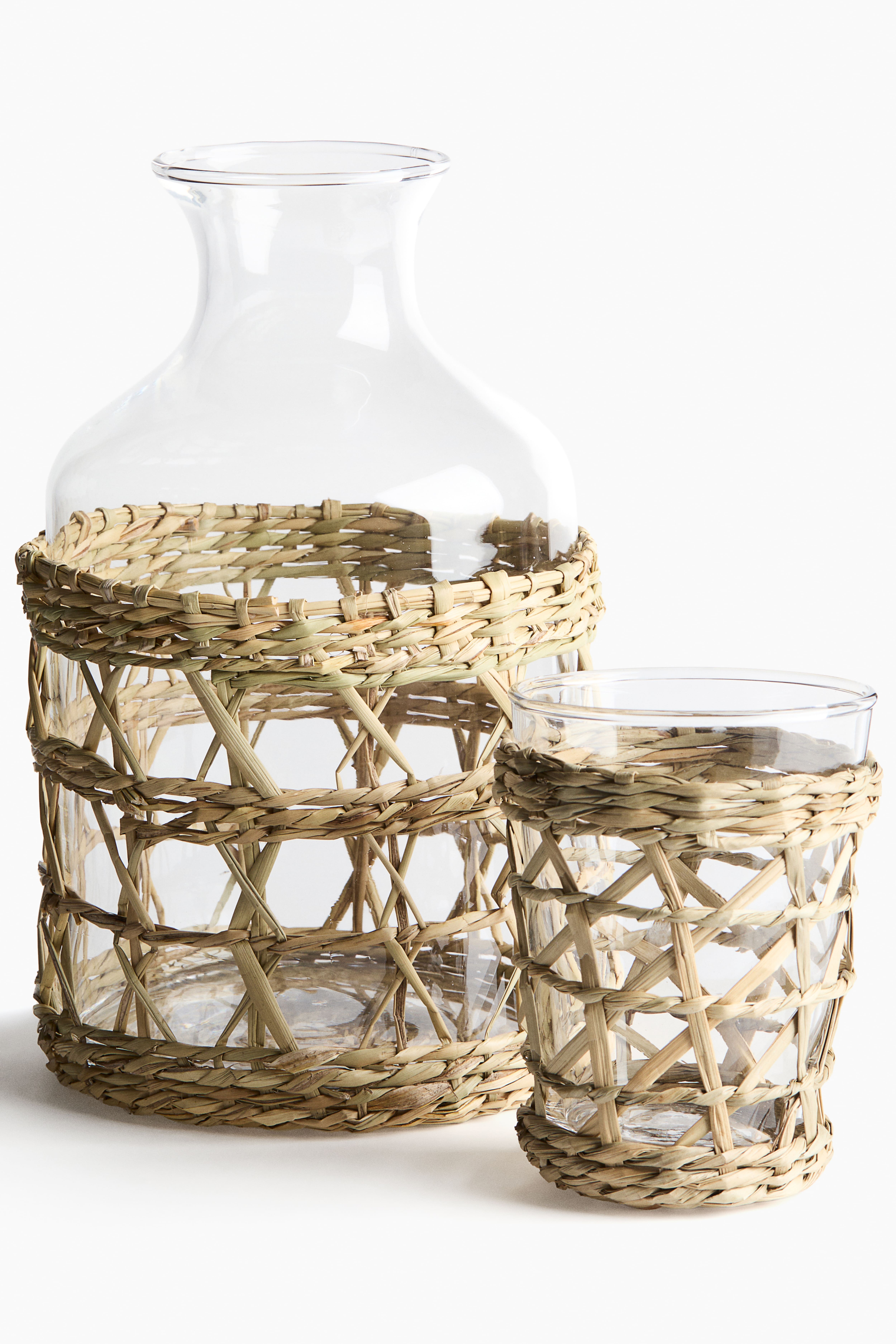 Seagrass-Cage Glass Carafe