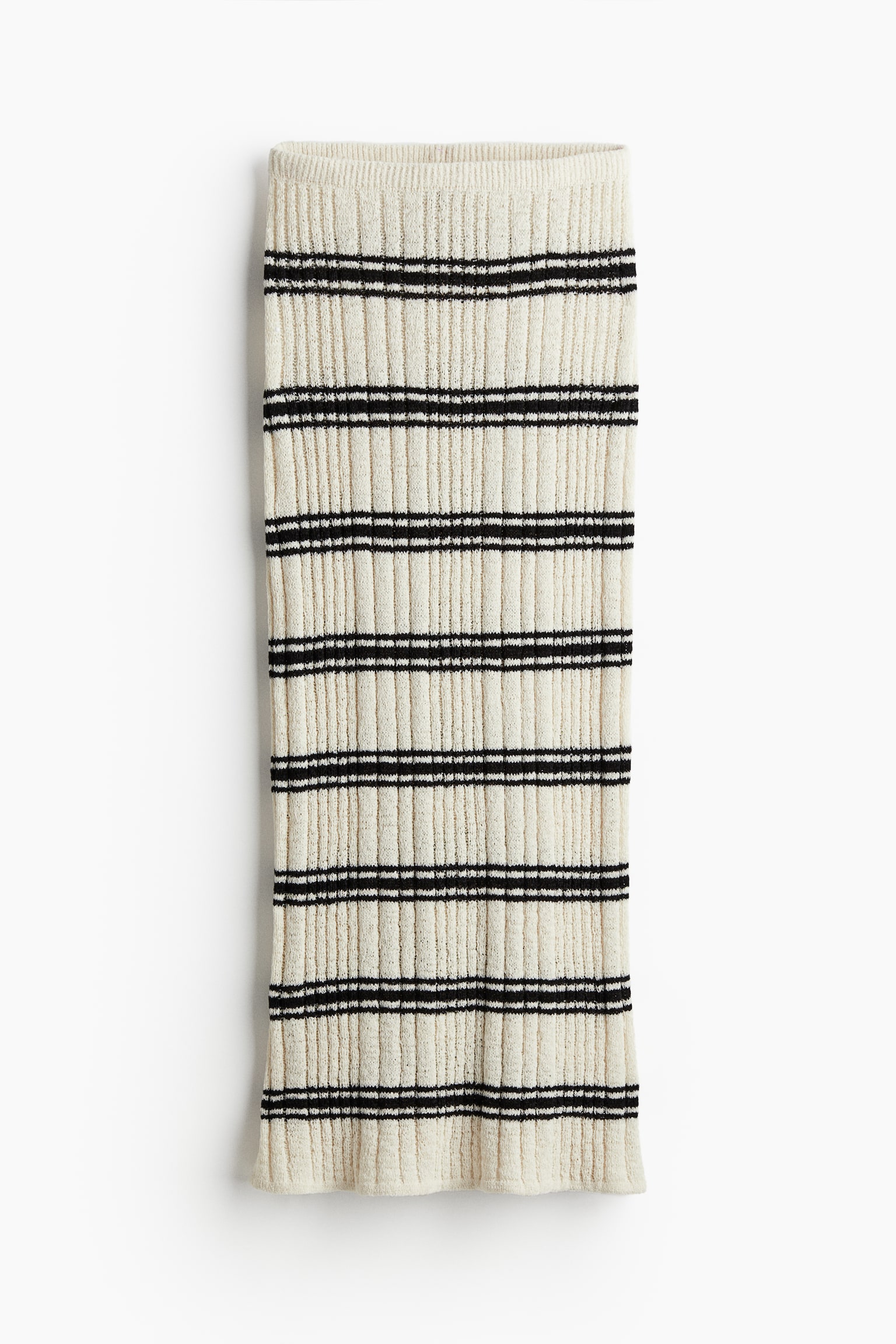 Rib Knit Pencil Skirt - Cream/Stripe - 2